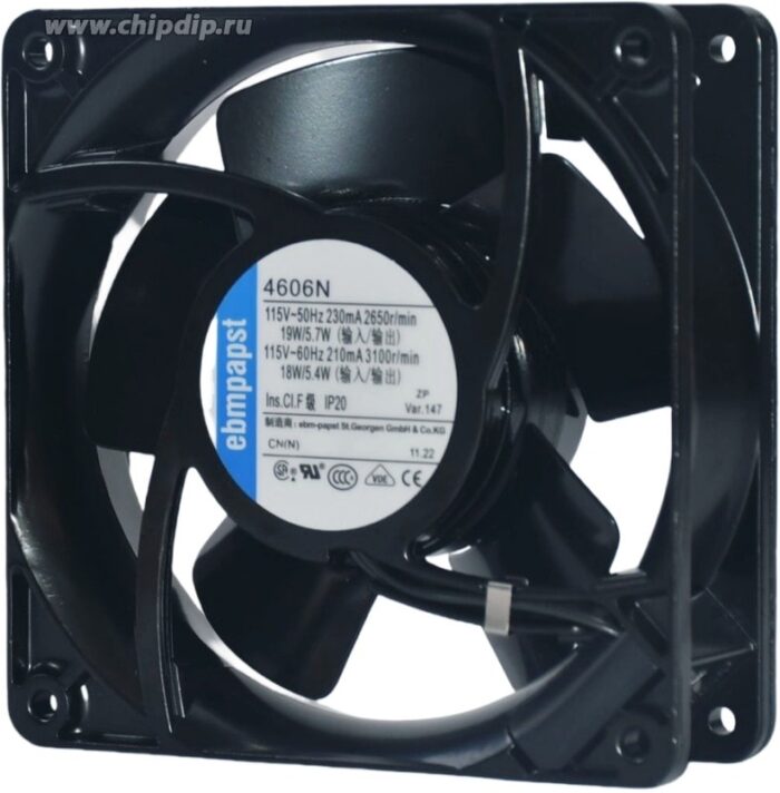 8014343347 Вентилятор Ebmpapst 4606N 115V 50/60Hz 230/210mA 119x38 (120x38) Клемма Hirschmann — изображение 3