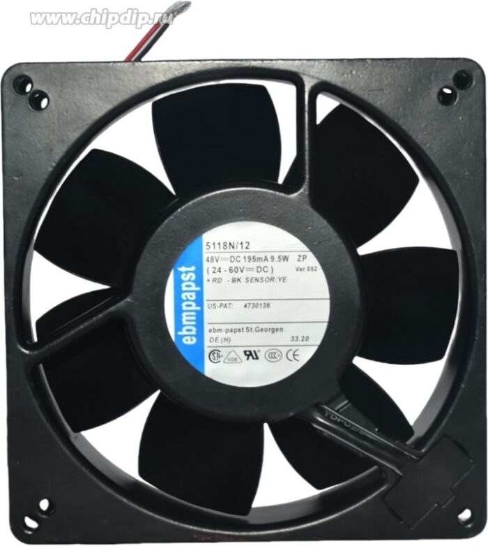 8023527478 Вентилятор Ebmpapst 5118N/12 DC 48V 195mA 9.5W 135x38 3pin Hirschmann — изображение 2