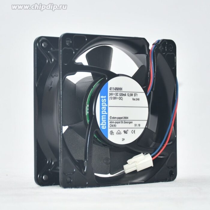 8014725139 Вентилятор Ebmpapst 4114NHH 24V 12.5W 120x38 2pin железный корпус Hirschmann — изображение 3