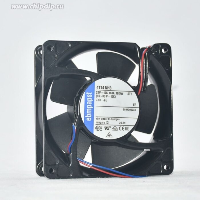 8013480348 Вентилятор Ebmpapst 4114NH3 24V 0.8A 19.5W ST1 120x38 2pin Hirschmann — изображение 2