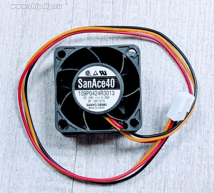 8013282463 Вентилятор Sanyo Denki 109P0424R3013 24V, DC, 0.25A, 6W, качения, 14000об/мин, 40х40х28, 3pin Hirschmann — изображение 2