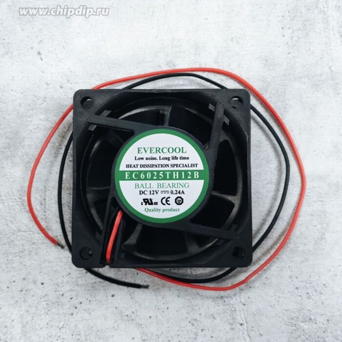 8003224348 EC6025TH12B, (60*60*25 12V), Вентилятор 12В, 60х60х25мм, подшипник качения, 6500 об/мин Hirschmann — изображение 3