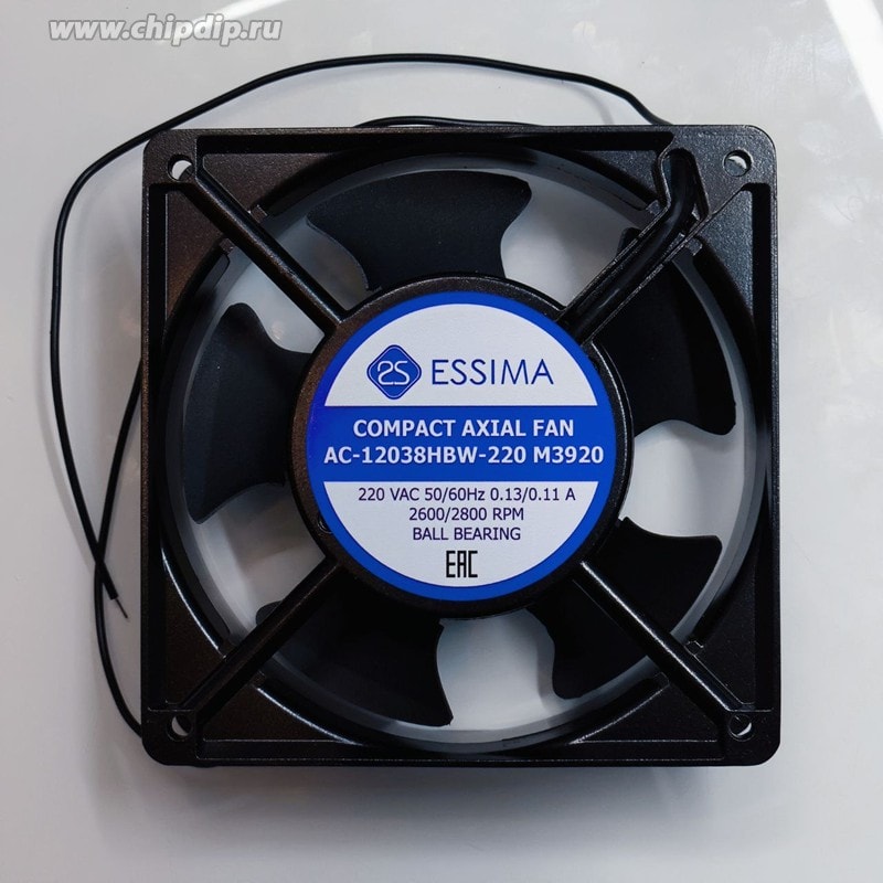 doc067219708 8050912750 Вентилятор ESSIMA AC-12038HBW-220 M3920 220V 50/60Hz 0.13/0.11A 2600/2800RPM 120X38 2pin () Hirschmann — изображение 1
