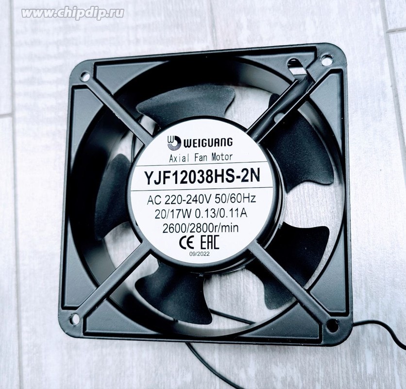 doc069093834 8009069881 Осевой вентилятор Weiguang YJF12038HS-2N 220-240V 50/60Hz 20/17W 0.13/0.11A 120X38 2pin Hirschmann — изображение 1