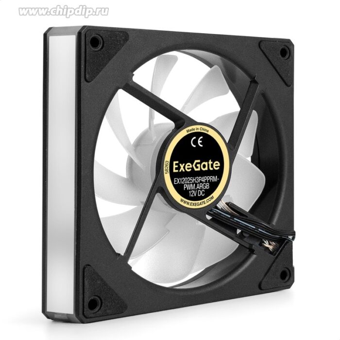 8052333554 EX299561RUS, Вентилятор с подсветкой ExeGate EX12025H3P4PPRM-PWM.ARGB (120x120x25, ARGB, Hydraulic bearing (гидродинамический), 4pin + 3pin, Hirschmann — изображение 3