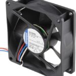 8037729639 8412N/2GME-258, Вентилятор осевой, 80х80х25мм,12В, DC, 1.4Вт, скольжения, 2600об/мин, разъем на проводе (3 конта Hirschmann