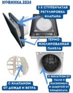 8041819314 Шведский черный приточный клапан TL98DE с регулятором расхода воздуха и фильтром, с клапаном от дождя и ветра TL98DE BLACK Hirschmann — изображение 3